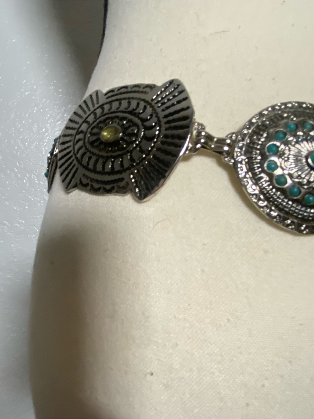 Silver Metal & Turquoise Concho Belt Size S/M - Picture 8 of 8